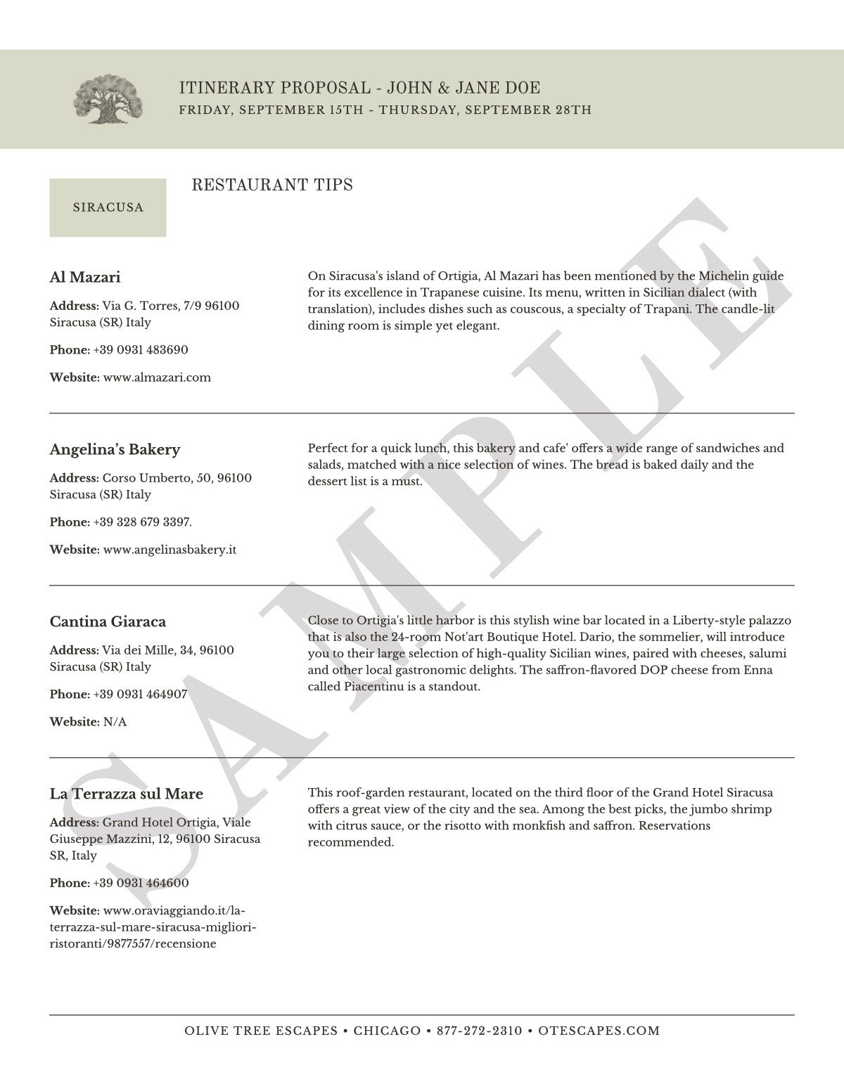 Media Kit Olive Tree Escapes